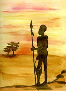 African Hunter - Watercolour by Gwyn Brookes
